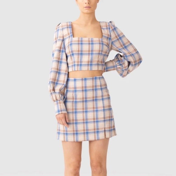 The Fifth Label Baseline Skirt in Bone Check - Picture 1 of 8